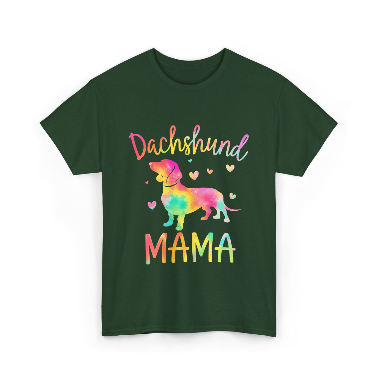 Dachshund Mama Colorful Doxie T-Shirt - Forest Green