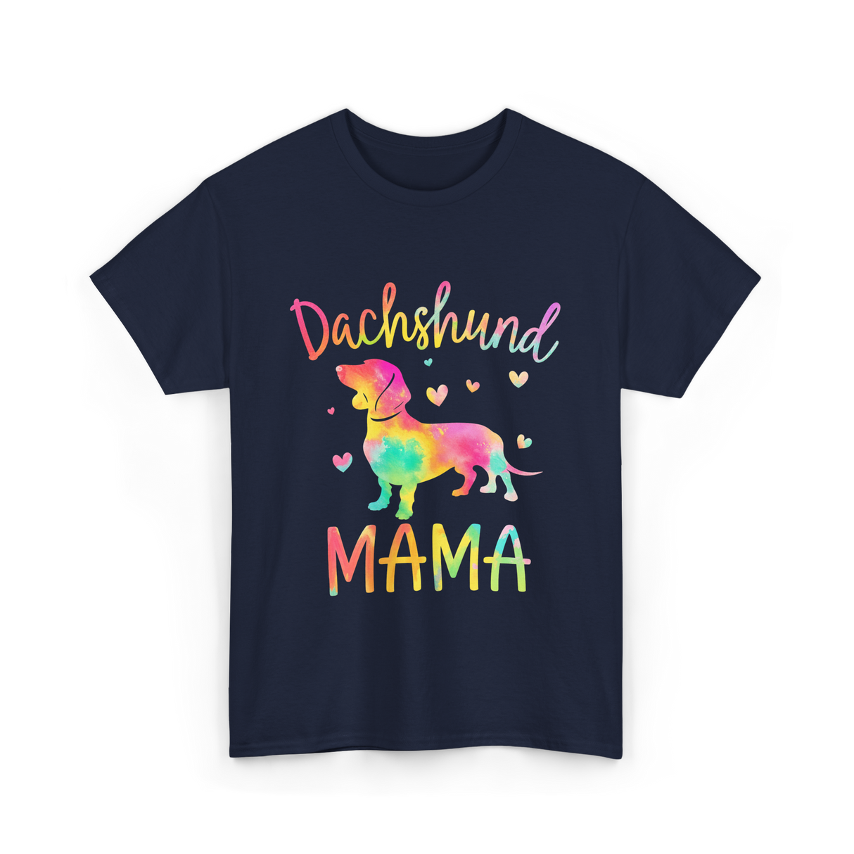 Dachshund Mama Colorful Doxie T-Shirt - Navy