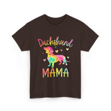 Dachshund Mama Colorful Doxie T-Shirt - Dark Chocolate