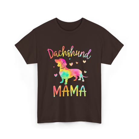 Dachshund Mama Colorful Doxie T-Shirt - Dark Chocolate