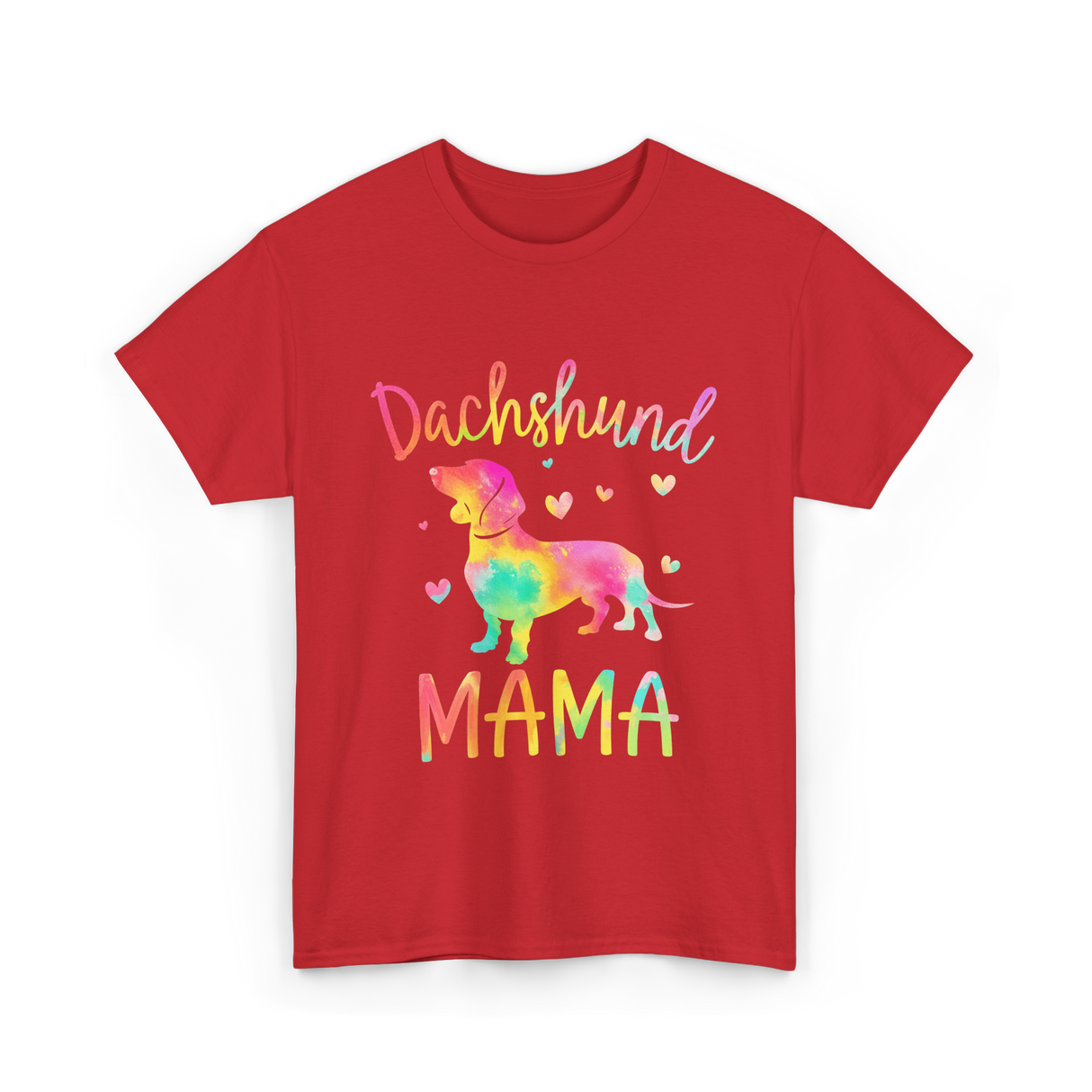 Dachshund Mama Colorful Doxie T-Shirt - Red