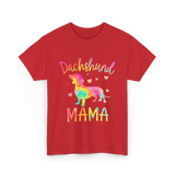 Dachshund Mama Colorful Doxie T-Shirt - Red