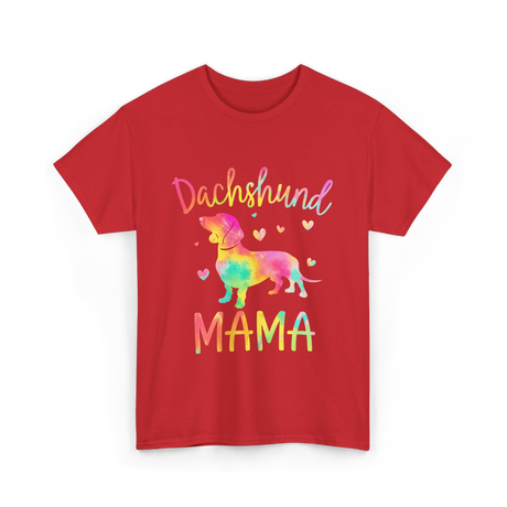 Dachshund Mama Colorful Doxie T-Shirt - Red