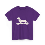 Dachshund on Skateboard Dachshund Dog T-Shirt - Purple