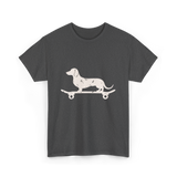 Dachshund on Skateboard Dachshund Dog T-Shirt - Dark Heather