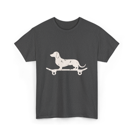 Dachshund on Skateboard Dachshund Dog T-Shirt - Dark Heather