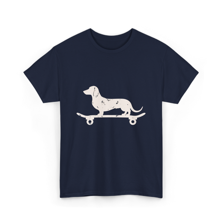 Dachshund on Skateboard Dachshund Dog T-Shirt - Navy