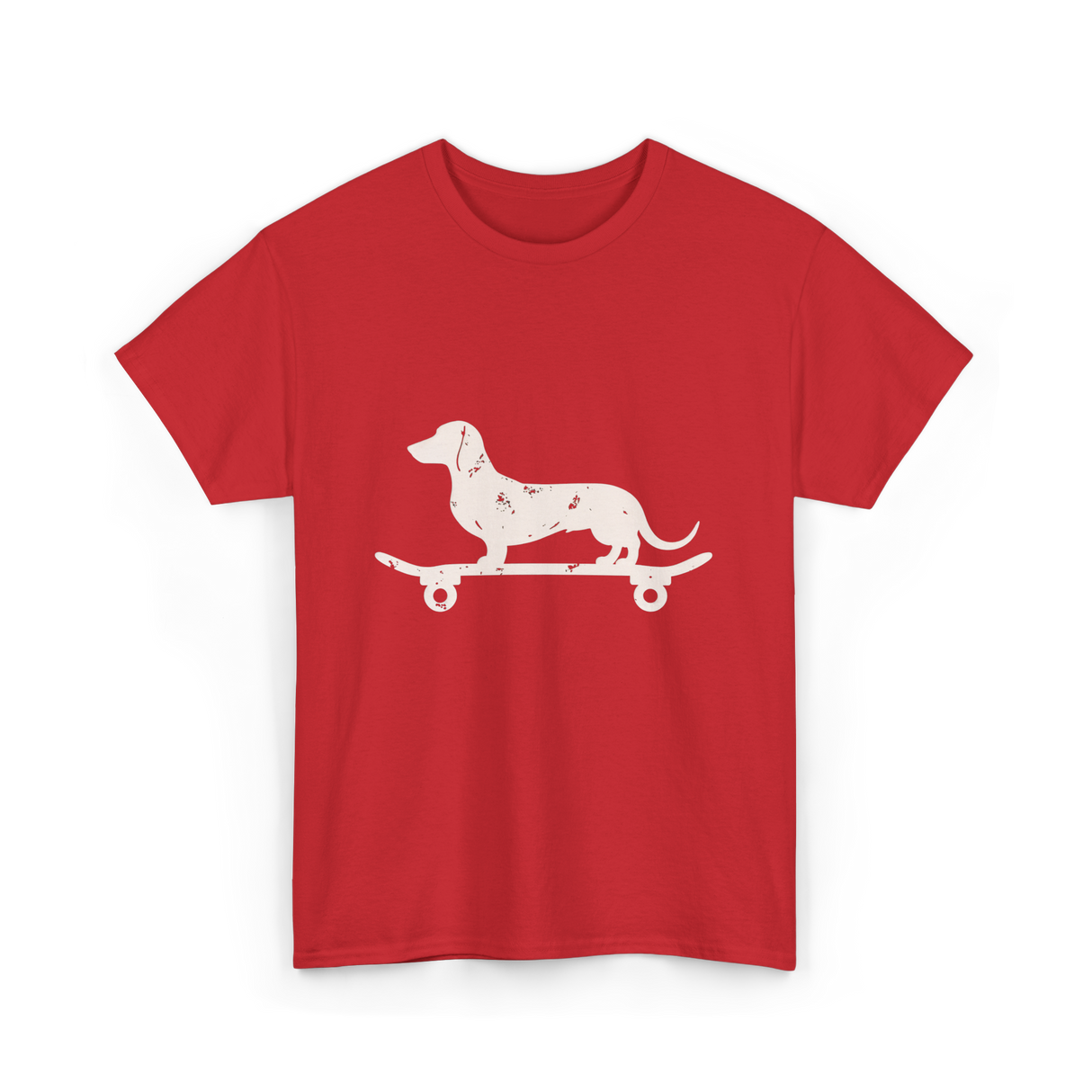 Dachshund on Skateboard Dachshund Dog T-Shirt - Red