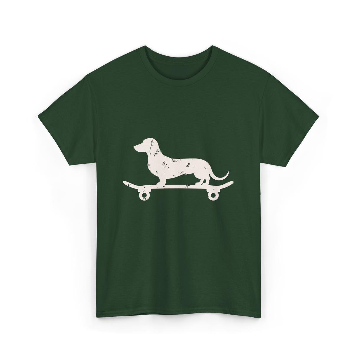 Dachshund on Skateboard Dachshund Dog T-Shirt - Forest Green