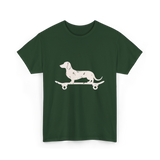 Dachshund on Skateboard Dachshund Dog T-Shirt - Forest Green