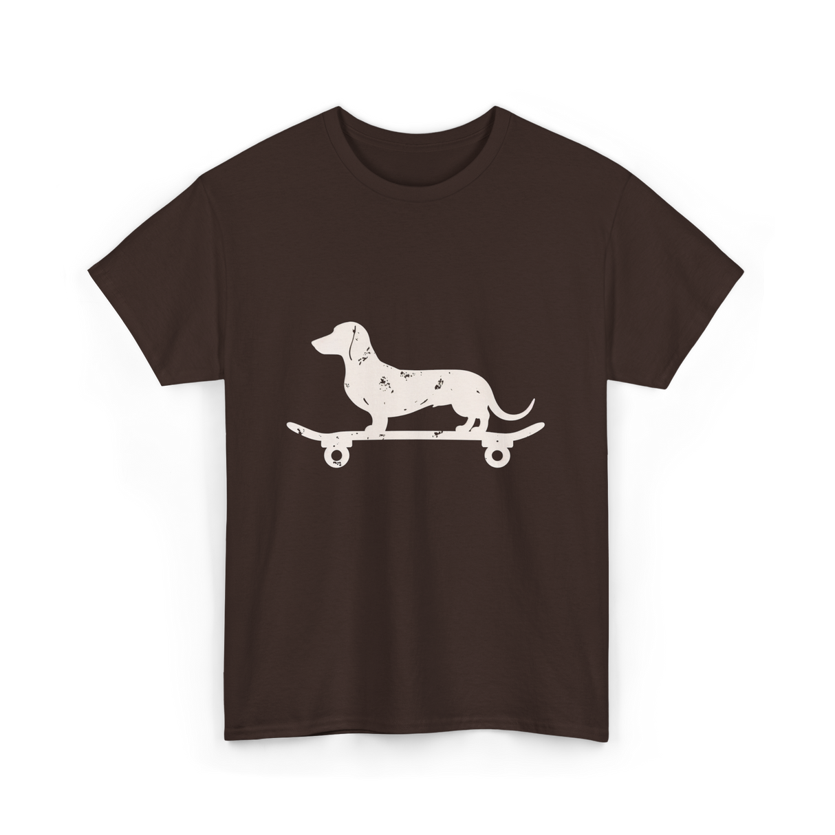 Dachshund on Skateboard Dachshund Dog T-Shirt - Dark Chocolate