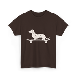 Dachshund on Skateboard Dachshund Dog T-Shirt - Dark Chocolate