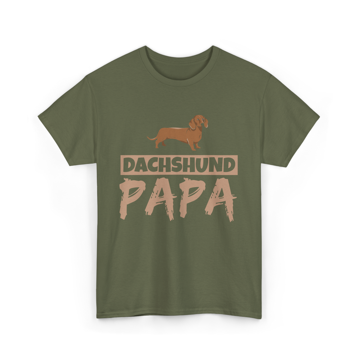 Dachshund Papa Dog Owner T-Shirt - Military Green