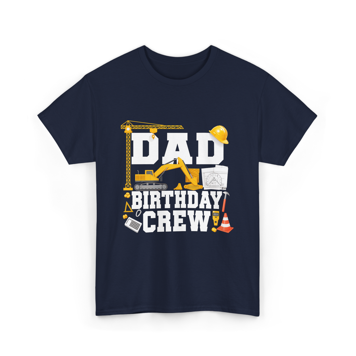 Dad Birthday Crew Construction T-Shirt - Navy