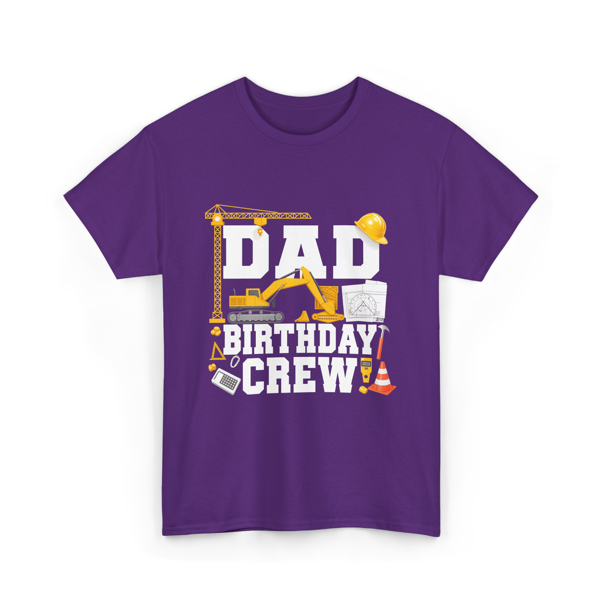 Dad Birthday Crew Construction T-Shirt - Purple