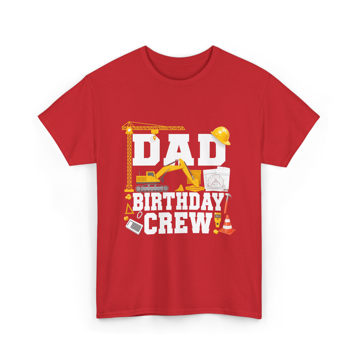 Dad Birthday Crew Construction T-Shirt - Red