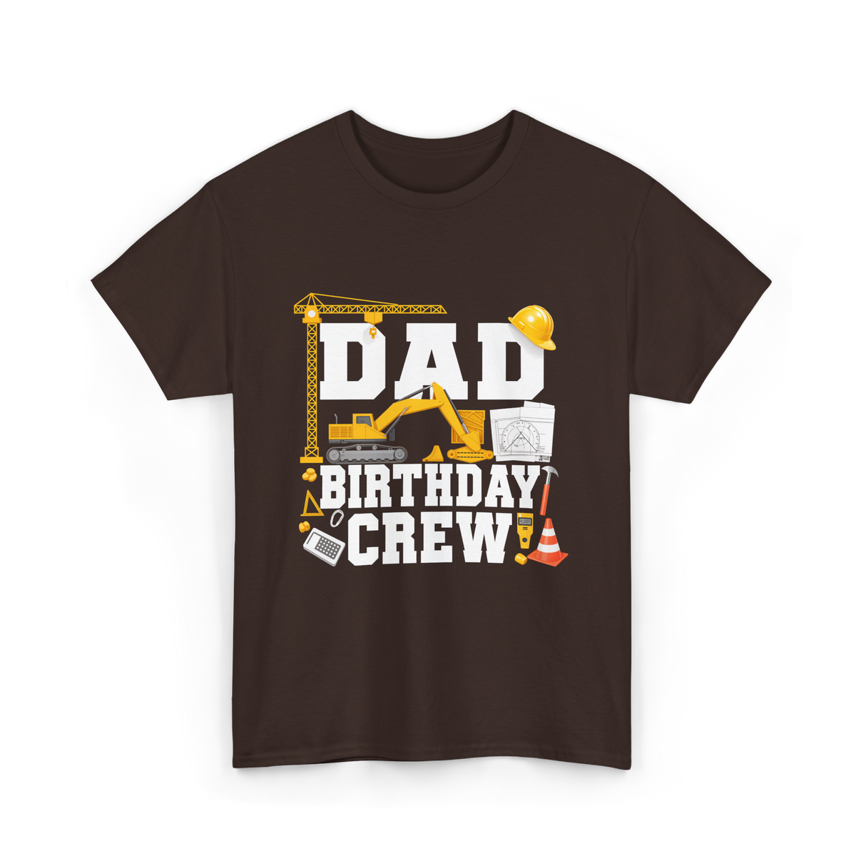 Dad Birthday Crew Construction T-Shirt - Dark Chocolate