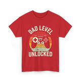 Dad Level Unlocked Gaming T-Shirt - Red