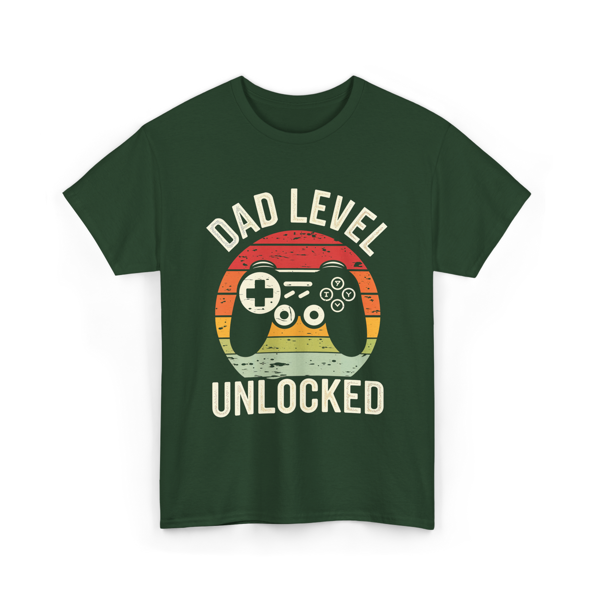 Dad Level Unlocked Gaming T-Shirt - Forest Green