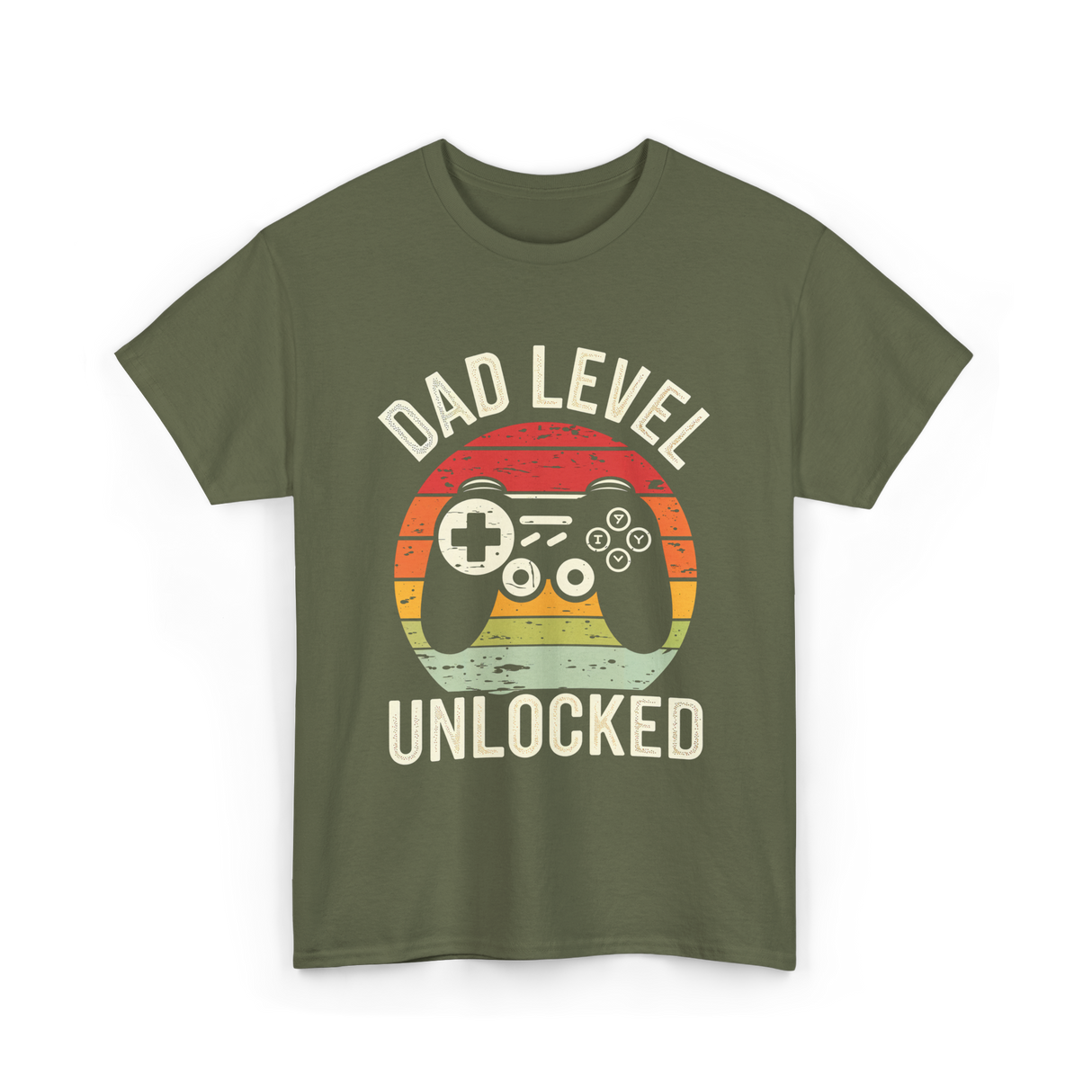 Dad Level Unlocked Gaming T-Shirt - Military Green