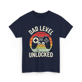 Dad Level Unlocked Gaming T-Shirt - Navy