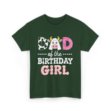Dad of The Birthday Girl Cow T-Shirt - Forest Green