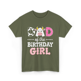 Dad of The Birthday Girl Cow T-Shirt - Military Green