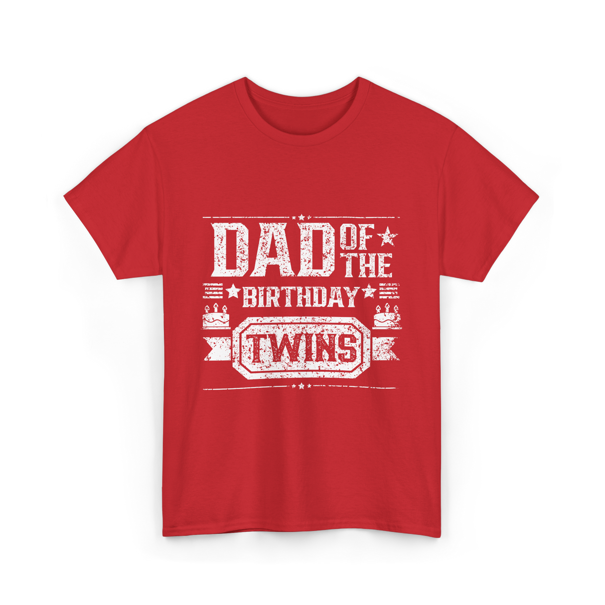 Dad Of The Birthday Twins Celebration T-Shirt - Red