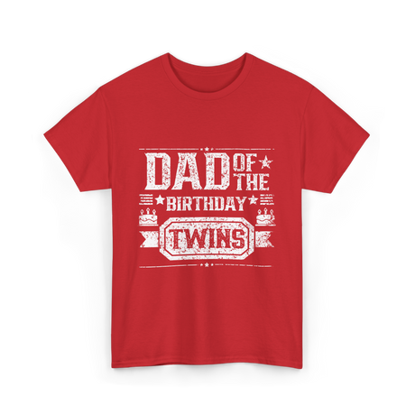 Dad Of The Birthday Twins Celebration T-Shirt - Red