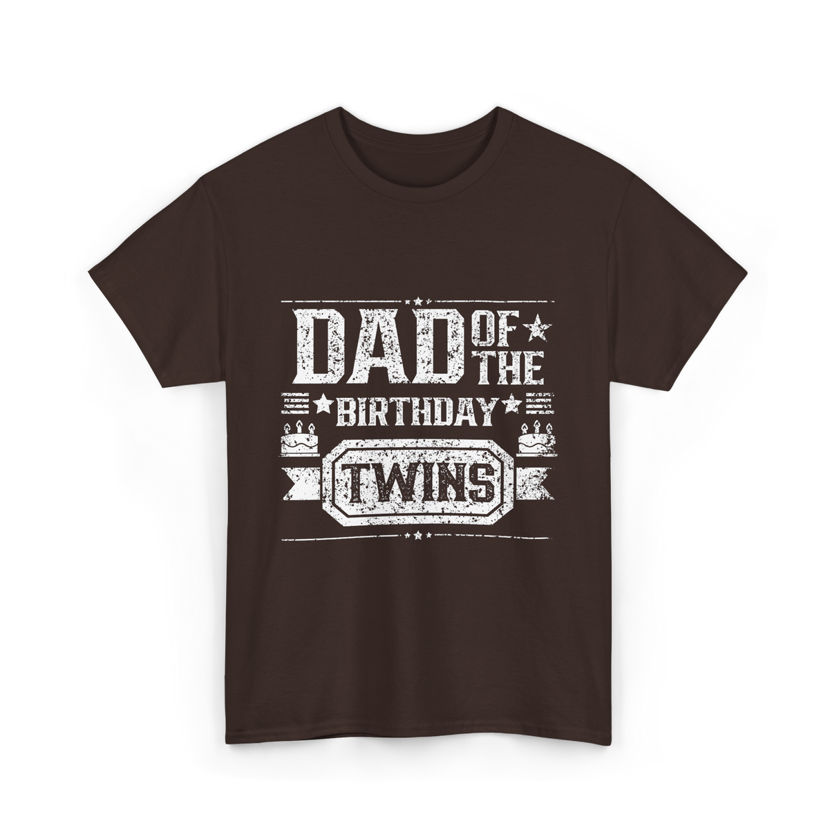 Dad Of The Birthday Twins Celebration T-Shirt - Dark Chocolate