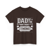 Dad Of The Birthday Twins Celebration T-Shirt - Dark Chocolate