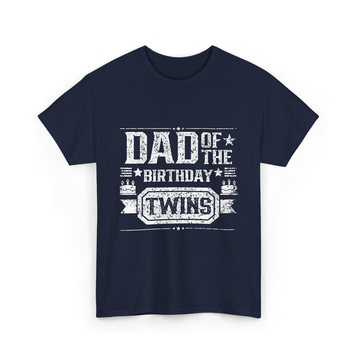 Dad Of The Birthday Twins Celebration T-Shirt - Navy