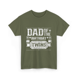 Dad Of The Birthday Twins Celebration T-Shirt - Military Green