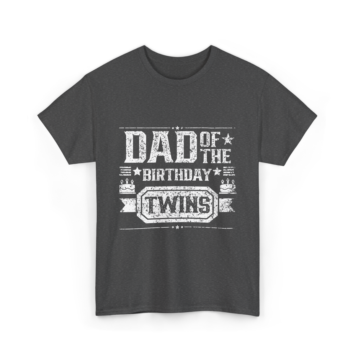 Dad Of The Birthday Twins Celebration T-Shirt - Dark Heather