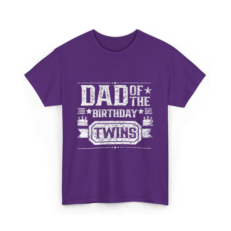 Dad Of The Birthday Twins Celebration T-Shirt - Purple