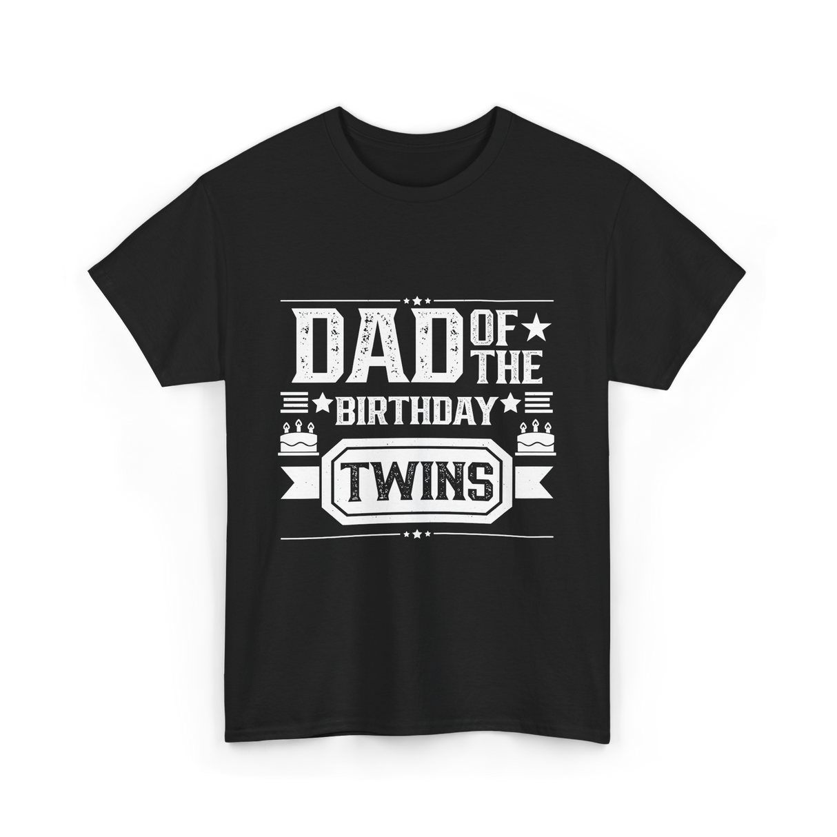 Dad Of The Birthday Twins Father T-Shirt - Black