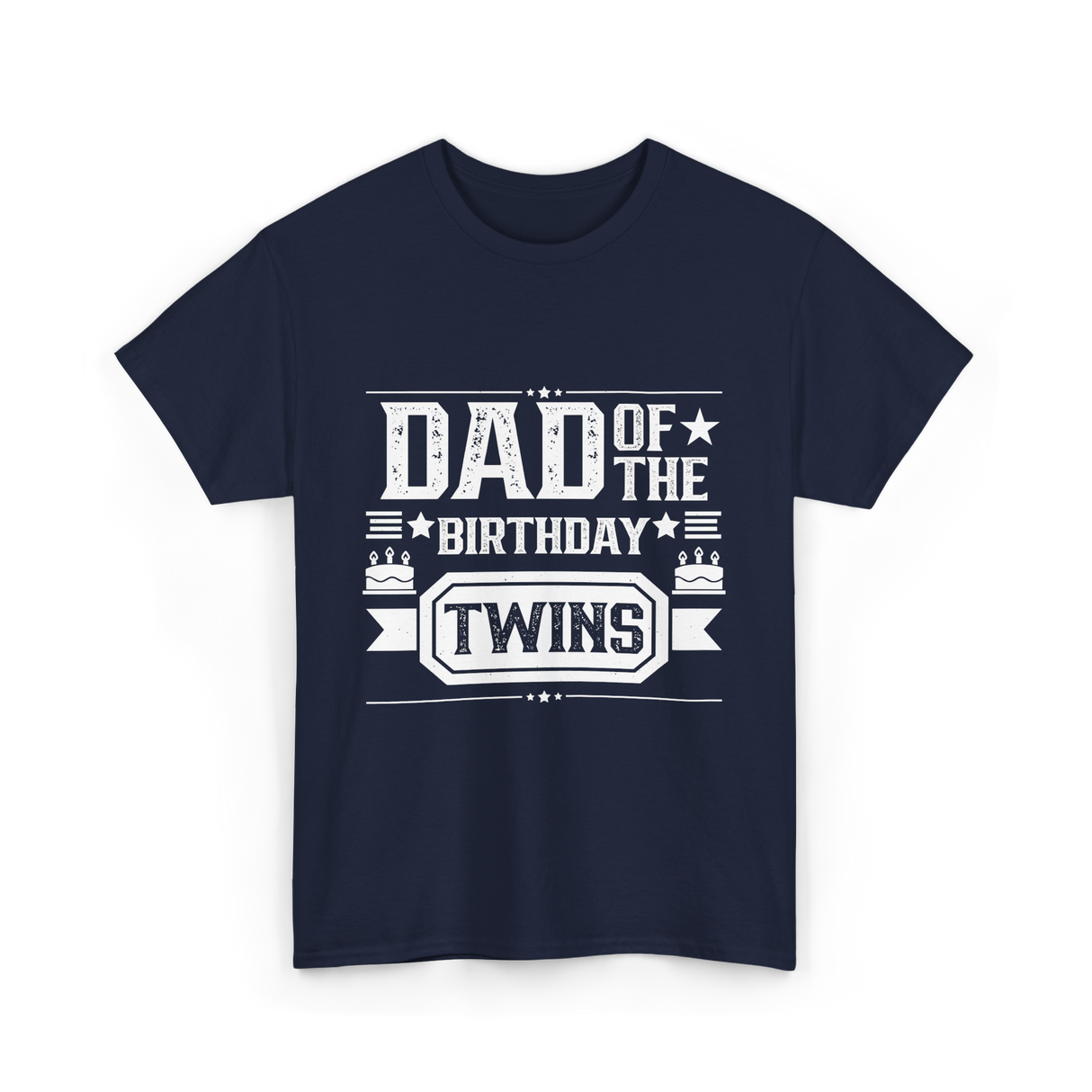 Dad Of The Birthday Twins Father T-Shirt - Navy