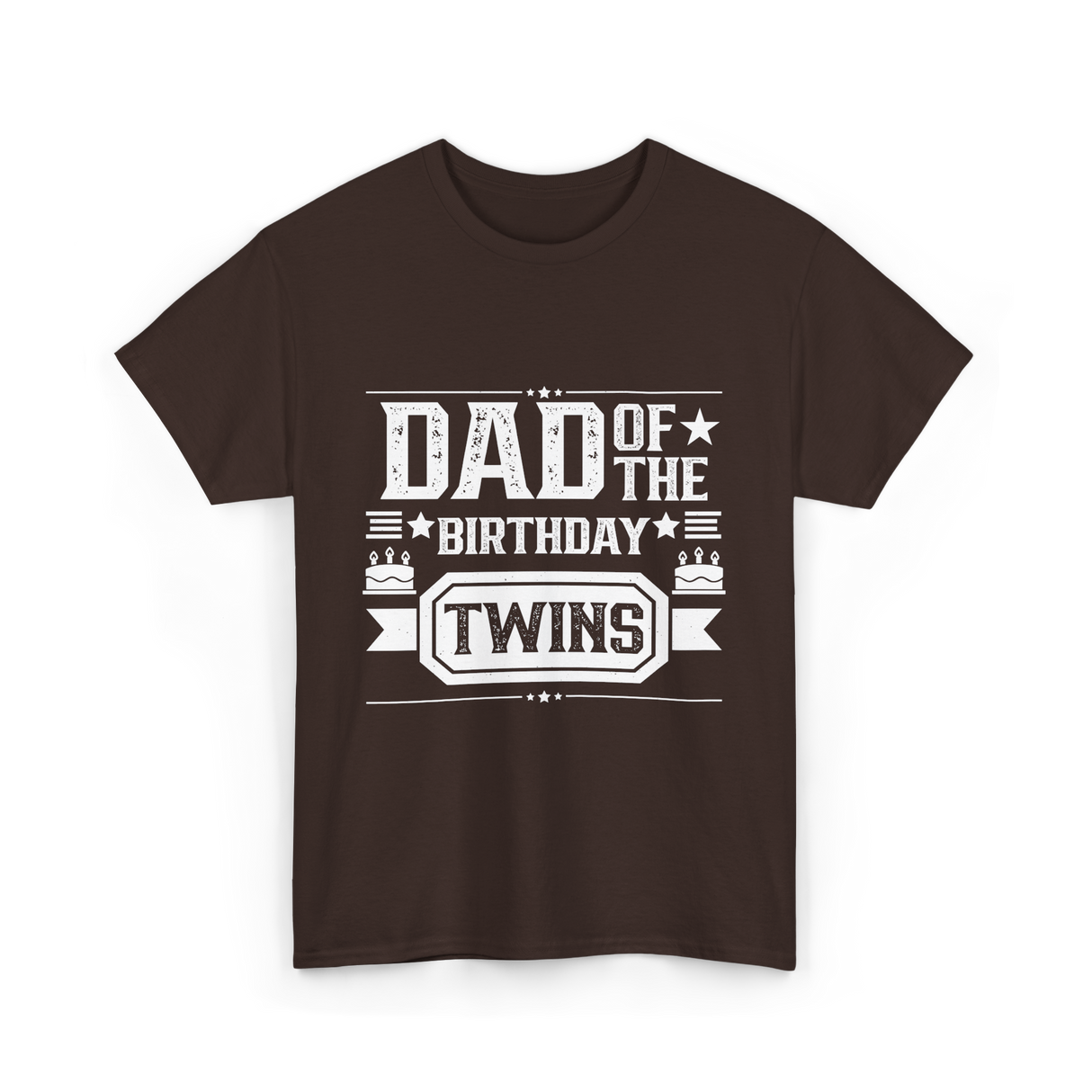 Dad Of The Birthday Twins Father T-Shirt - Dark Chocolate