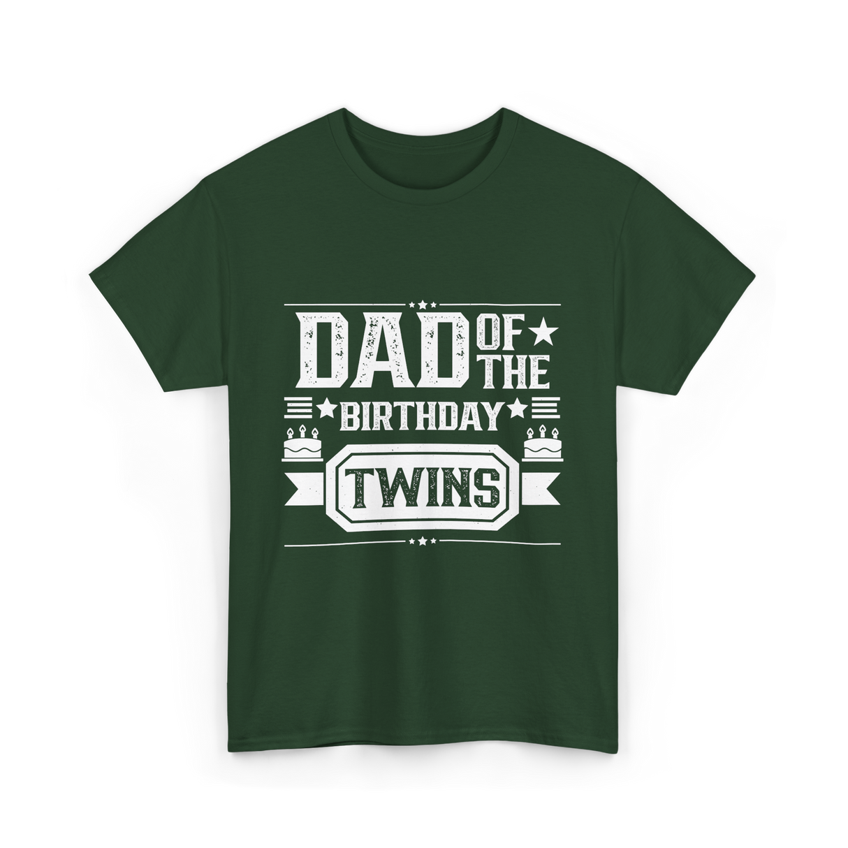 Dad Of The Birthday Twins Father T-Shirt - Forest Green