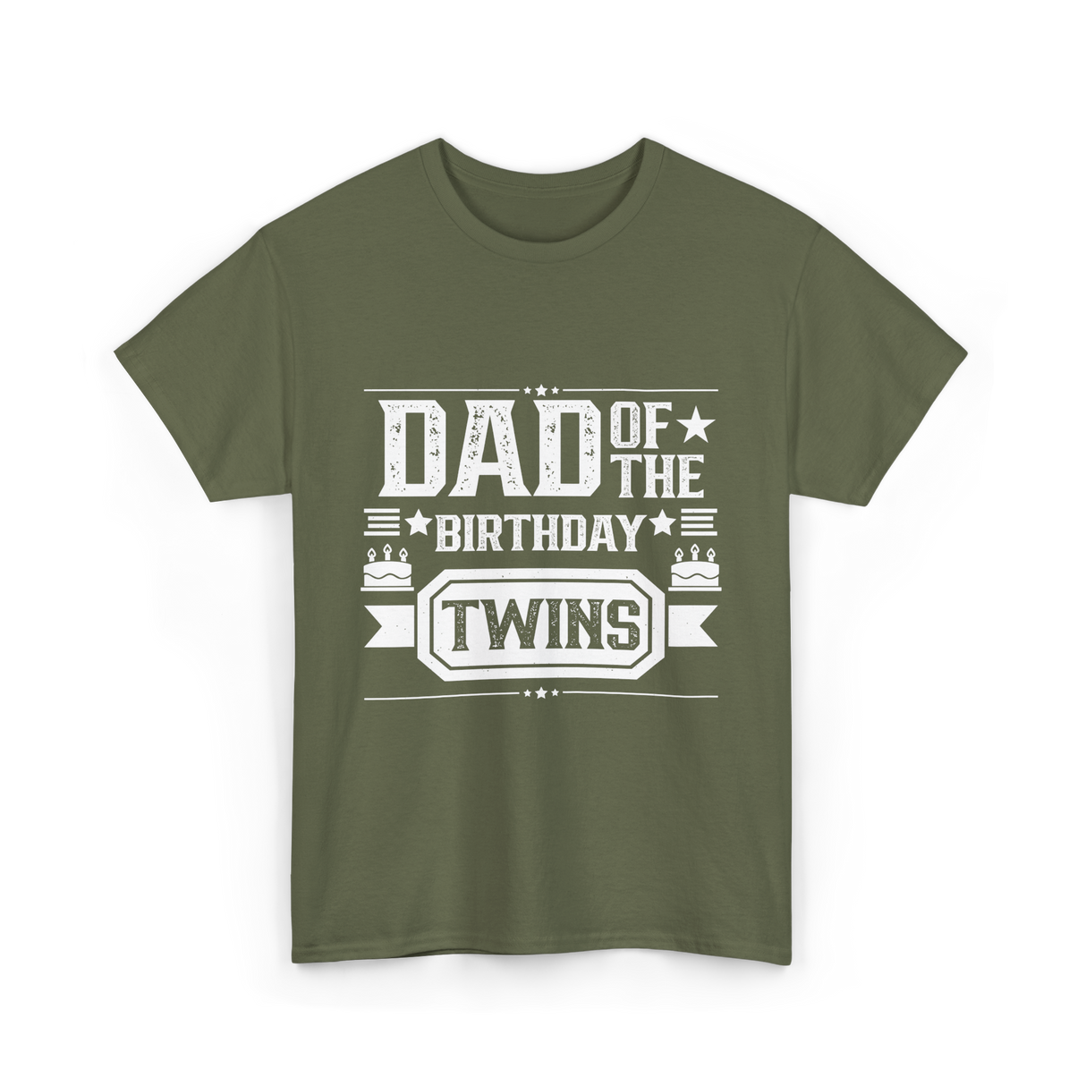 Dad Of The Birthday Twins Father T-Shirt - Military Green