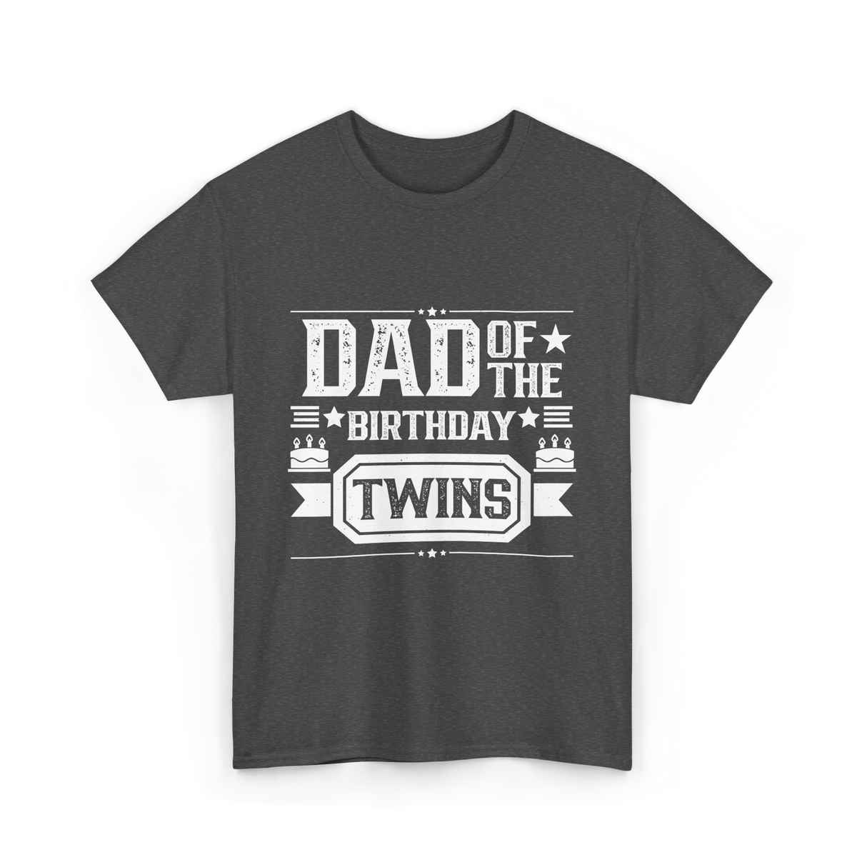 Dad Of The Birthday Twins Father T-Shirt - Dark Heather