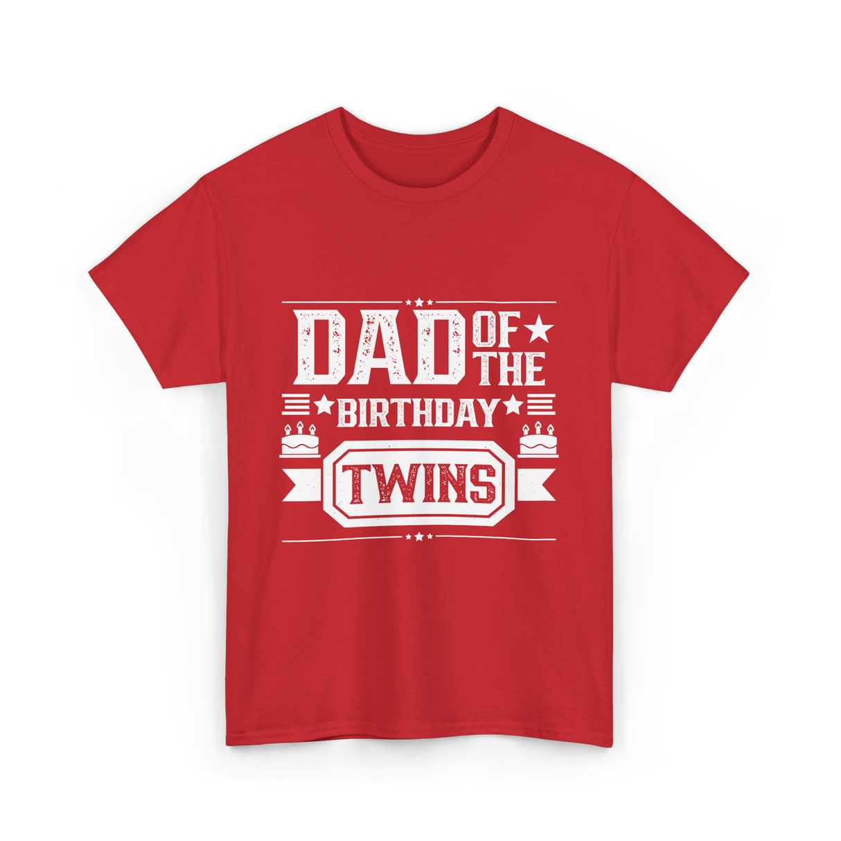 Dad Of The Birthday Twins Father T-Shirt - Red