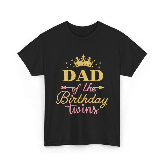 Dad of the Birthday Twins Party T-Shirt - Black