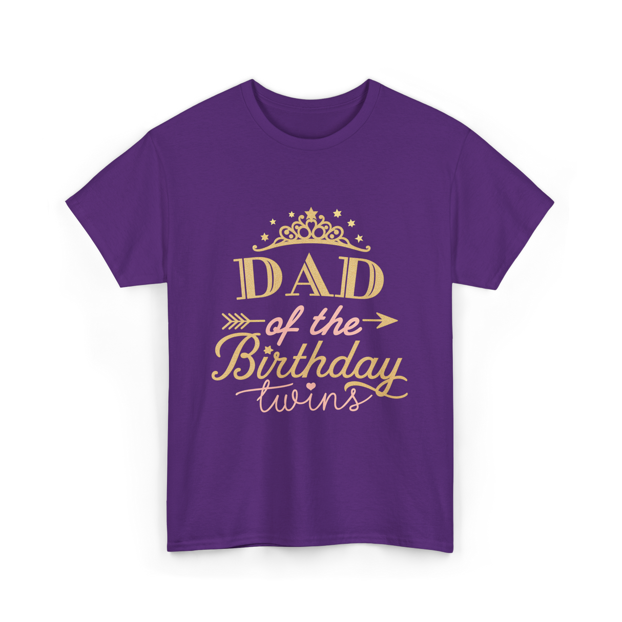 Dad of the Birthday Twins Party T-Shirt - Purple