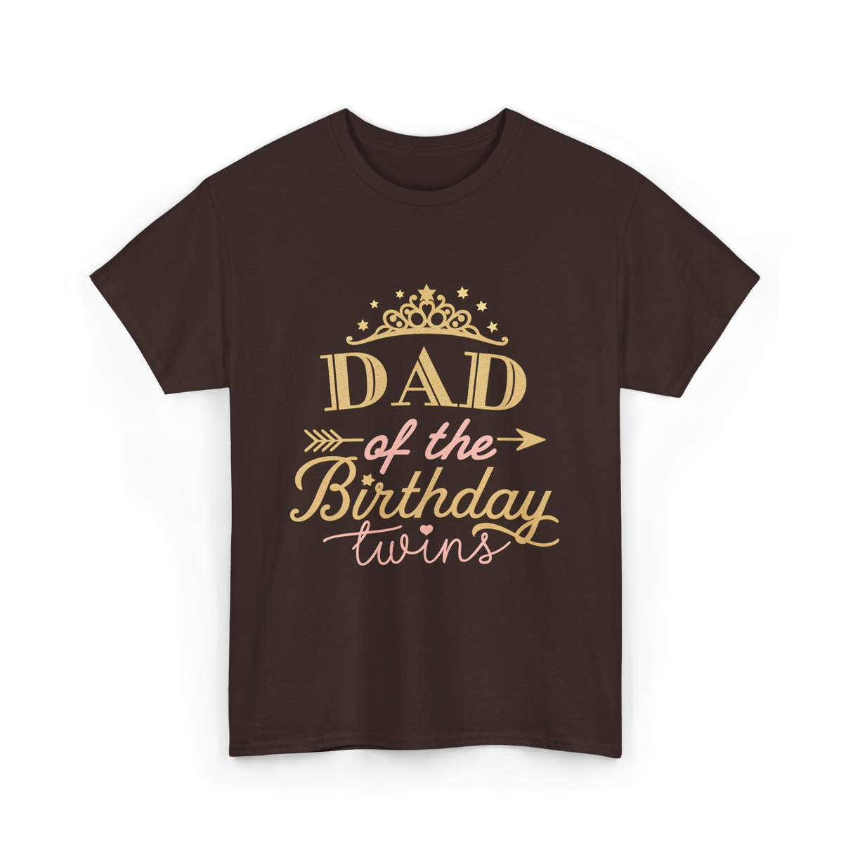 Dad of the Birthday Twins Party T-Shirt - Dark Chocolate