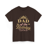 Dad of the Birthday Twins Party T-Shirt - Dark Chocolate