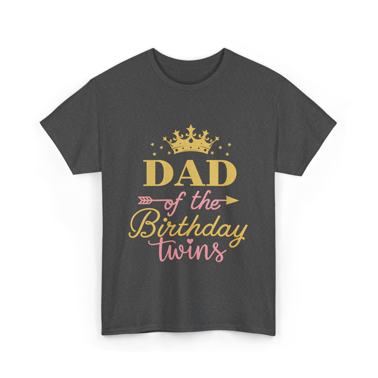 Dad of the Birthday Twins Party T-Shirt - Dark Heather