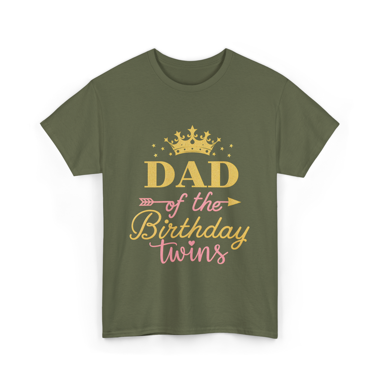 Dad of the Birthday Twins Party T-Shirt - Military Green