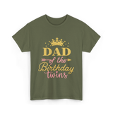 Dad of the Birthday Twins Party T-Shirt - Military Green