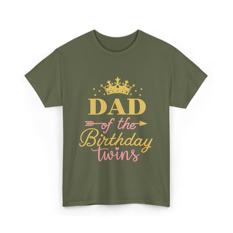 Dad of the Birthday Twins Party T-Shirt - Military Green